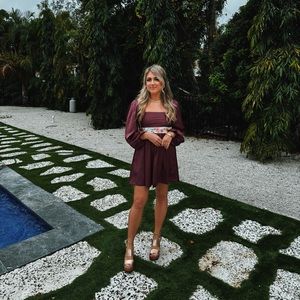 Emerson Satin Long Sleeve Mini Dress